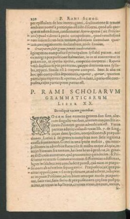P. Rami Scholarum Grammaticarum Liber XX. De reliquis vocum generibus.