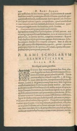 P. Rami Scholarum Grammaticarum Liber XX. De reliquis vocum generibus.
