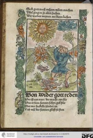 Der ist eyn narr, der macht eyn für, das er dem sunnen schyn geb stür...