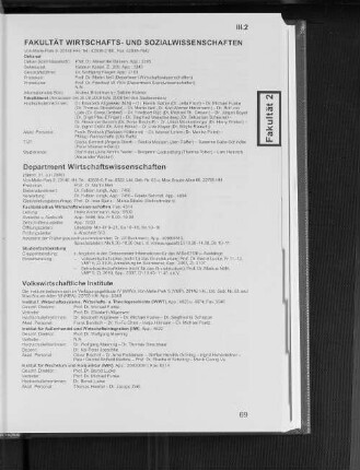 Fakultät Wirtschafts- und Sozialwissenschaften