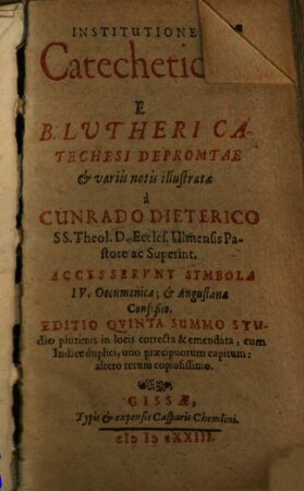 Institutiones Catecheticae e Lutheri catechesi depromptae