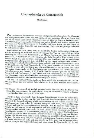 387-389 [Rezension] Hanauer, Josef, Konnersreuth als Testfall
