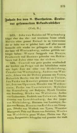 Inhalt der von M. Bartholom. Scultetus gesammelten Urkundenbücher
