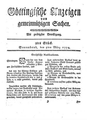 9tes Stück. Sonnabend, den 5ten März 1774.