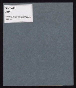 Dissertatio Ivridica Prima De Vocibvs Ivrisdictionis Et Imperii In Genere