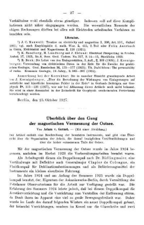 Überblick über den Gang der magnetischen Vermessung der Ostsee