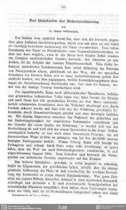 Zur Geschichte der Naturanschauung