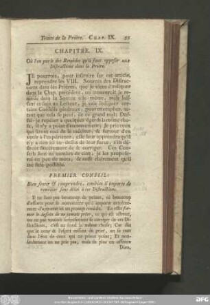 Chapitre IX. Où l'on parle des Remèdes qu'il faut opposer aux Distractions dnas la Prière.
