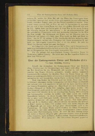 Über die Gattungsnamen Clerus und Trichodes (Col.).