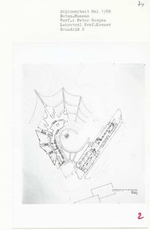 Botanisches Museum (Diplomarbeit bei Willy Kreuer): Grundriss Saalgeschoss 1:200