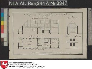 Entwurf einer Schule mit Lehrerwohnung in WITTMUND Handzeichnung von Börner Papier auf Leinen Format 42,5x27,5 M 1:120