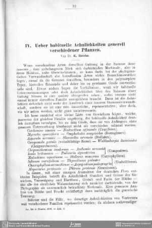 Ueber habituelle Aehnlichkeiten generell verschiedener Pflanzen
