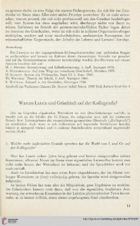 16: Warum Latein und Griechisch auf der Kollegstufe?