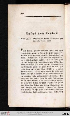 Lucas von Leyden, Catalogue de l'Ouevre de Lucas van Leyden par Bartsch, Vienne 1802