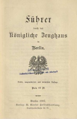 Führer durch das Königliche Zeughaus in Berlin
