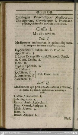 Catalogus Pinacothecae Medicorum. Chirurgorum, Chymicorum & Pharmacopeorum, Obstetricum & Pseudo-Medicorum
