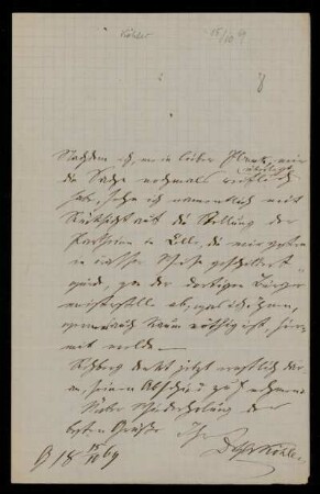 8: Brief von Anton Köhler an Gottlieb Planck, Ohne Ort, 15.10.1869