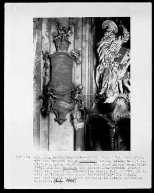 Epitaph des Barons Johann Nepomuk Joseph Zech von Neuhofen, kurfürstlicher Bayerischer Rat (+1757)