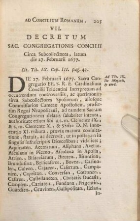 VII. Decretum Sac. Congregationis Concilii