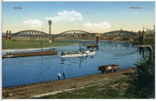 Riesa. Elbbrücke mit Dampfer Riesa