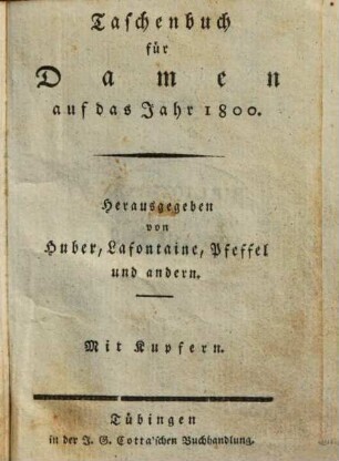 Taschenbuch für Damen : auf das Jahr .., 1800