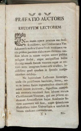 Præfatio auctoris ad eruditum lectorem.