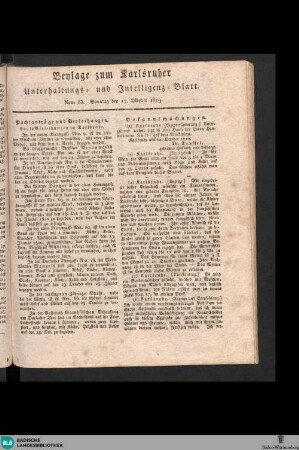 Karlsruher Unterhaltungs- und Intelligenz-Blatt, Beylage