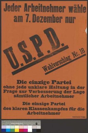 Wahlplakat der USPD für die Landtagswahl und Reichstagswahl am 7. Dezember 1924