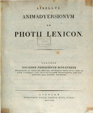 Libellus animadversionum ad Phocii Lexicon