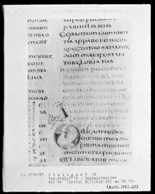 Lateinischer Psalter in Unzialschrift, 3 Bände — Initiale D(iligam te), Folio 8verso