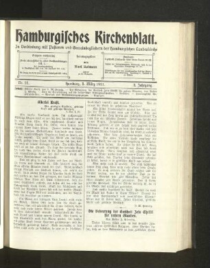 Nr. 10. Hamburg, 5. März 1911. 8. Jahrgang.