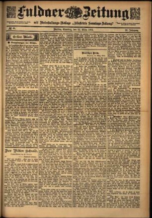 Erste Ausgabe vom Samstag, den 22. März 1902.