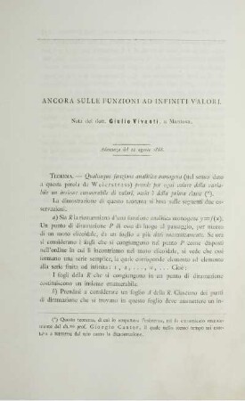 Ancora sulle funzioni ad infiniti valori.