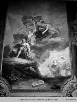 Merkur und Minerva inspirieren einen Maler (im Hintergrund der blinde Homer)