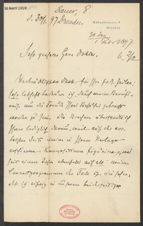 Brief an B. Schott's Söhne : 30.01.1897