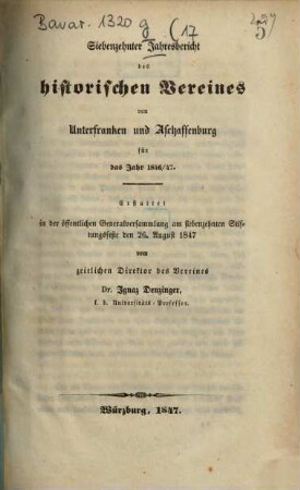 Jahresbericht. 1846/47 (1847) = Jg. 17
