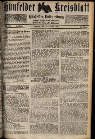 Zweite Ausgabe vom Samstag, den 19. Oktober 1929.