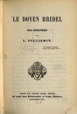 Le doyen Bridel Essai biographique