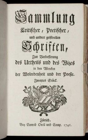 2: Sammlung critischer, poetischer und anderer geistvollen Schriften