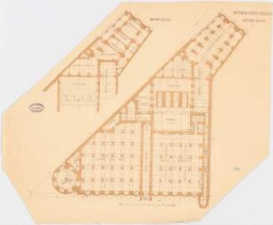 Neues Theater (Oper), Frankfurt/Main: Dekorations-Magazin: Grundrisse des unteren und oberen Kellers 1:100