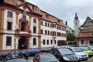 Staatskanzlei in Erfurt : Das Zentrum der Thüringer Landeshauptstadt Erfurt wird dominiert von vielen historischen denkmalgeschützten Gebäuden. Bild: Blick auf das Barockgebäude der Thüringer Staatskanzlei in Erfurt, aufgenommen 2008