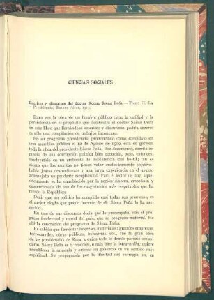 Escritos y discursos del doctor Roque Sáenz Peña