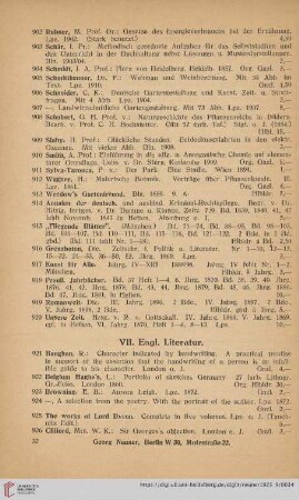 VII. Engl. Literatur (Nr. 921 - 965)