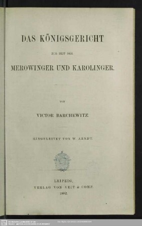 Das Königsgericht zur Zeit der Merowinger und Karolinger