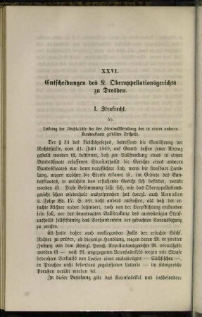 XXVI. Entscheidungen des K. Oberappellationsgerichts zu Dresden