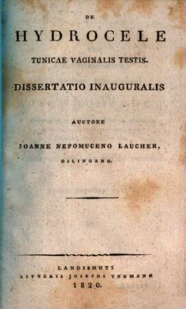 De hydrocele tunicae vaginalis testis : dissertatio inauguralis