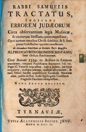 Tractatus, errorem Iudaeorum indicans
