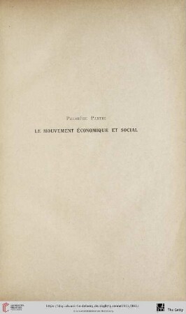 Première partie: Le mouvement économique et social
