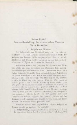 Drittes Kapitel. Gesammtdarstellung der dramatischen Theorien Pierre Corneilles.