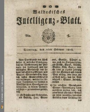 No. 5. Dienstag, den 2ten Februar 1808